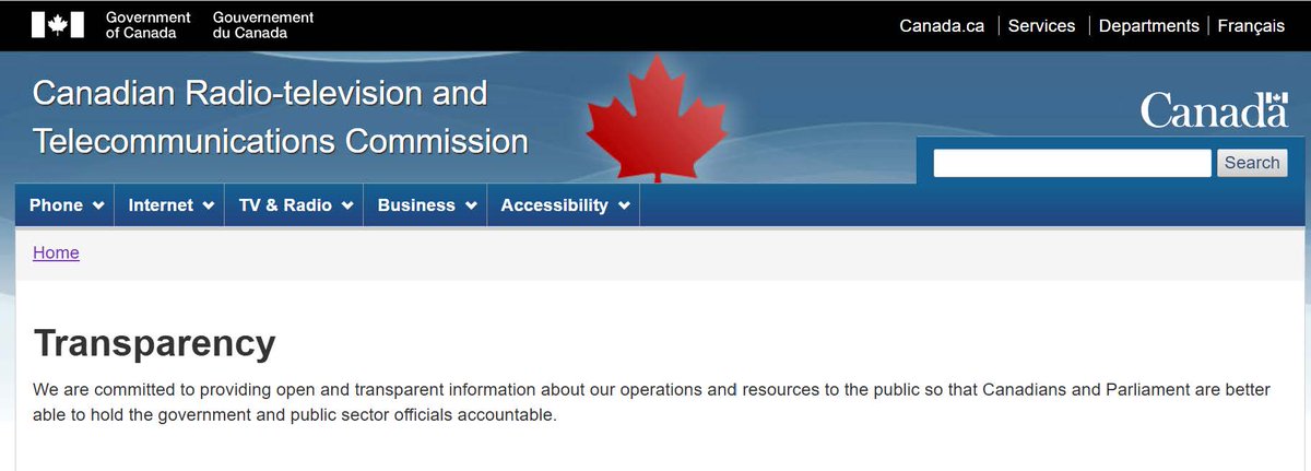 #CRTC:  "committed to providing open &amp; transparent information about" its operations
Reality:  how it dismissed DHX' allegation of undue preference by Rogers (shorturl.fm/qHZCB) in Dec'n 2025-189 (shorturl.fm/PQjJZ), 
 8 pages disclosed, 103 withheld (incl'g page #s)