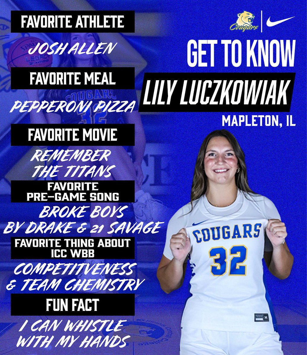 🏀Meet the Cougars🏀

Introducing, Sophomore, #32 Lily Luczkowiak!