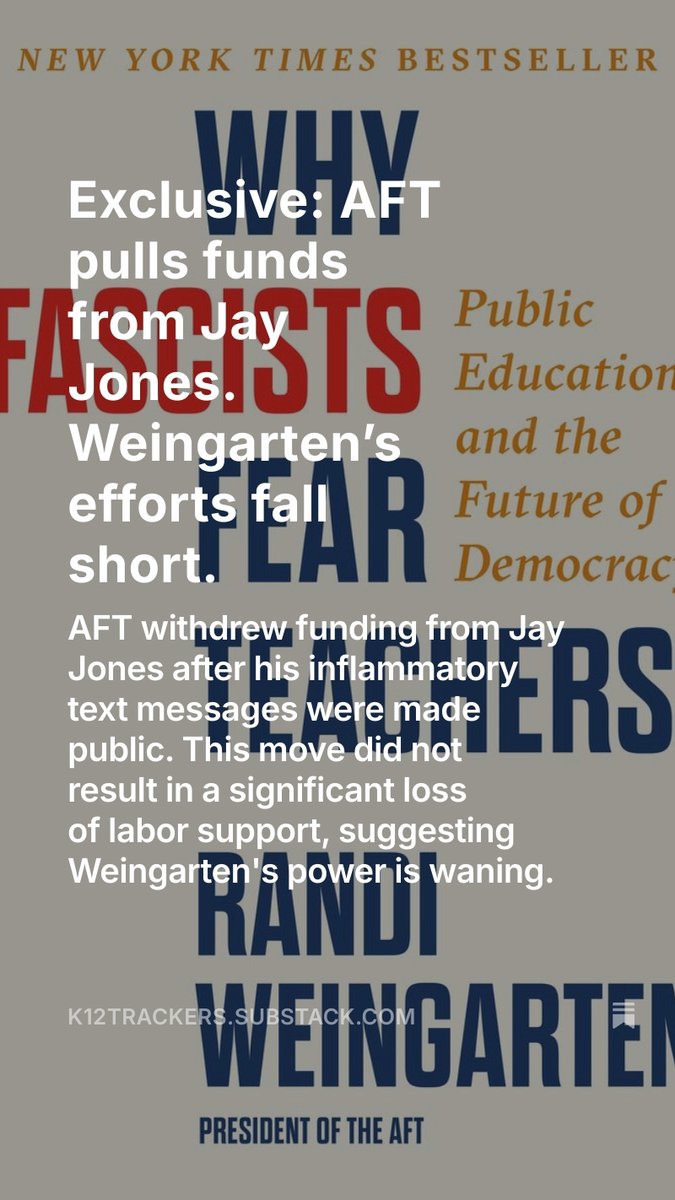 Exclusive from <a href="/TradeUnionJake/">Jake Altman</a> : AFT pulls funds from Jay Jones. Weingarten’s efforts fall short.  

open.substack.com/pub/k12tracker…