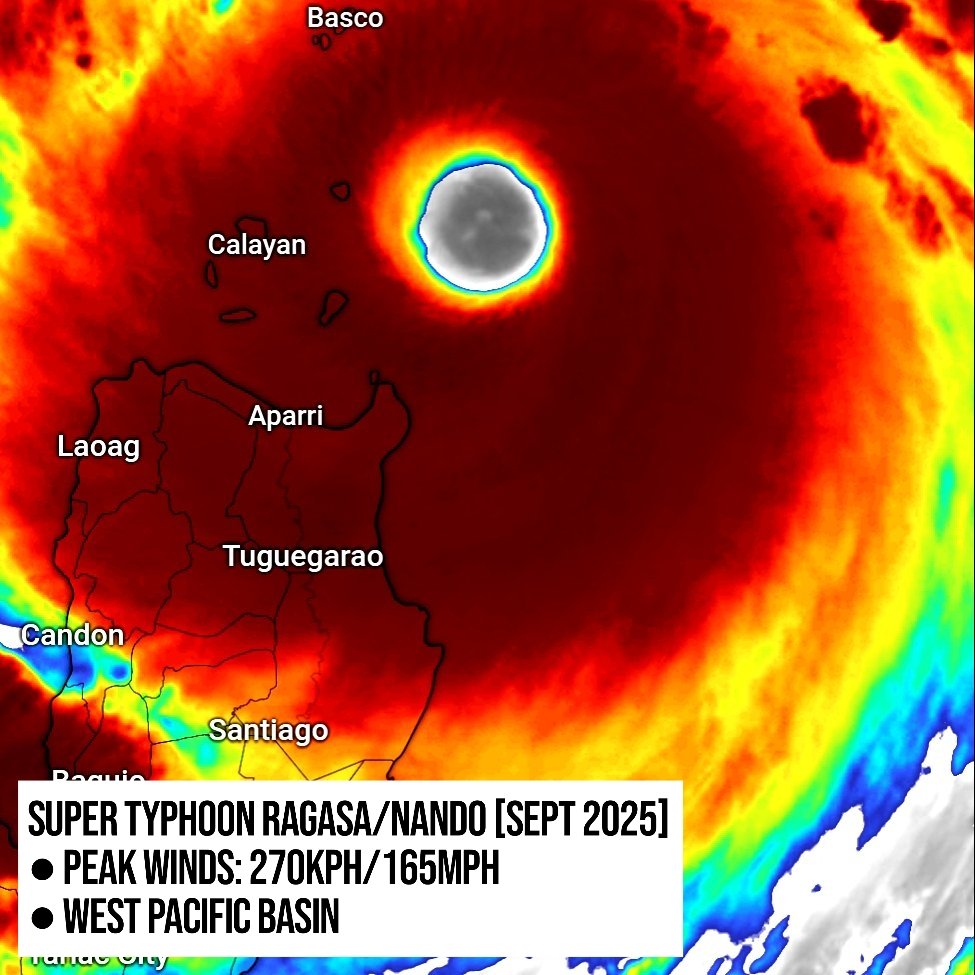aybaaanx's tweet image. WX BREAKING: With peak winds of 180mph/290kph Major Hurricane #Melissa in the Atlantic now the strongest TC on Earth this 2025 surpassing Super Typhoon #Ragasa (#NandoPH)&apos;s record of 165mph/270kph in West Pacific. INSANE.