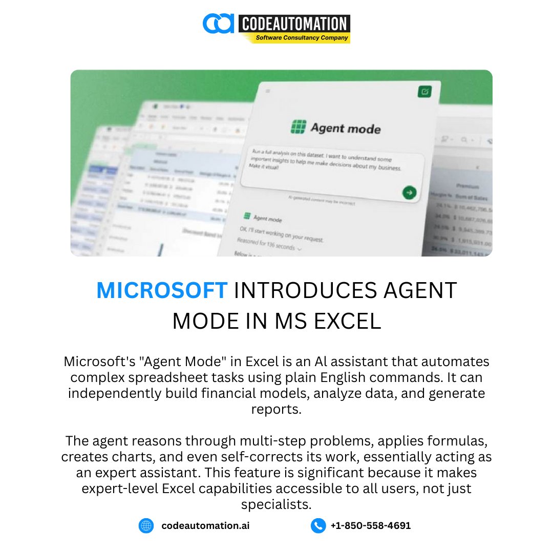 CodeAutomation's tweet image. Keeping Microsoft vs OpenAI rivalry alive @CodeAutomationAI: Agent Mode hits Excel web (preview via Frontier), handles multi-step tasks like reports. OpenAI powers reasoning, MS makes it business-ready. Boost productivity!
#AgentModeExcel #AIforBusiness #CodeAutomationAI