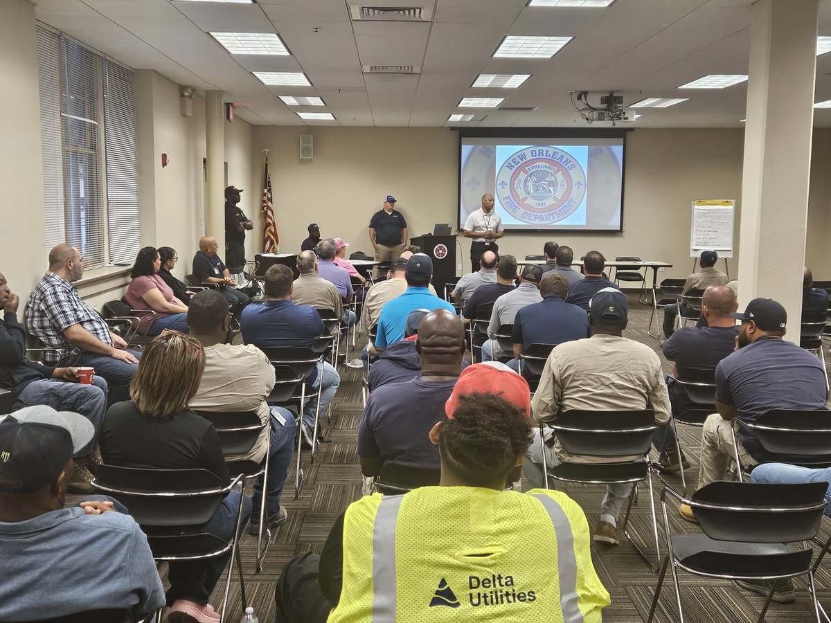 Delta_Utilities's tweet photo. Thank you to the @NOLAFireDept for sharing important fire safety and emergency response reminders during our Quarterly Safety Meeting. Thanks to Delta Utilities team members for keeping safety at the core of all that we do!

#DeltaUtilities #SafetyFirst #FireSafety #EmergencyPreparedness #TeamWork #QuarterlySafetyMeeting #CommunityPartnership #SafeWorkplace