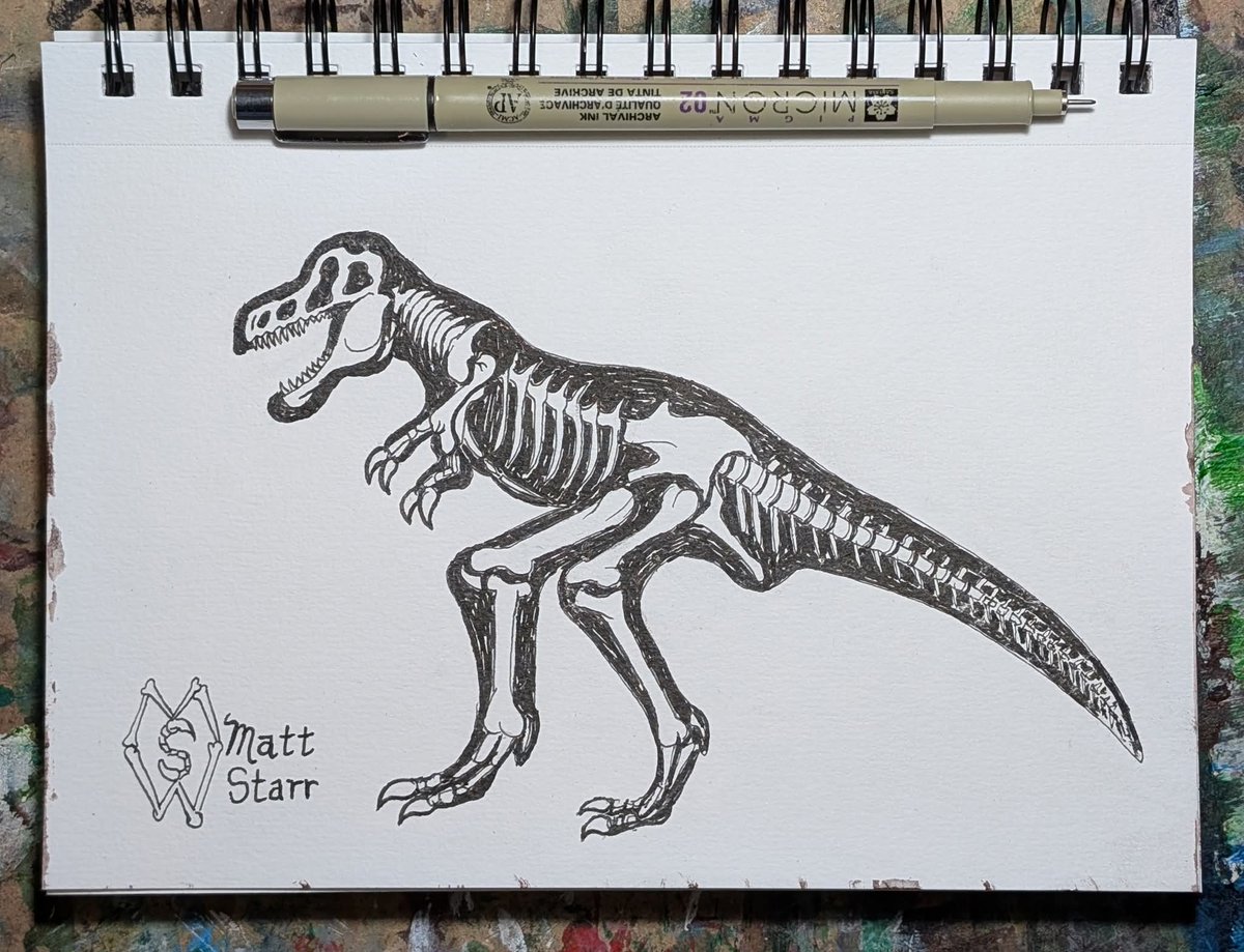 MattStarrFineA1's tweet photo. INKTOBER 2025- DAY 28 skeletal

#mattstarrfineart #inktober #inktober2025 @inktober #inkartist #ink #art #inkwork #blackandwhite #sketch #design #inking #inkwork #doodle #creative #artist #skeletal #skeleton #skeletons #dinosaur #trex #tyrannosaurus #dinosaurs #fossil https://t.co/2kEIB61x3X