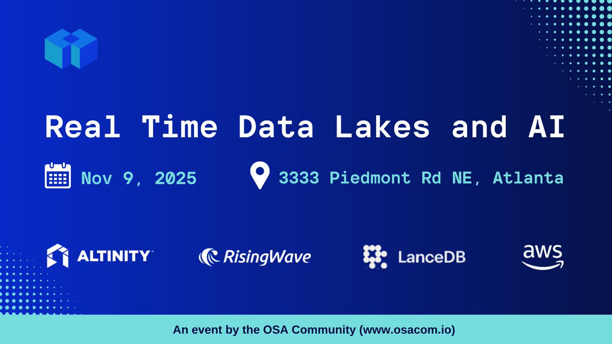 AltinityDB's tweet image. We’re bringing the Real-Time Data Lakes series to #Atlanta on Nov 9!

Hear from Altinity, @RisingWaveLabs, @lancedb, &amp;amp; @awscloud (coming soon) on:
⚡ #ClickHouse® &amp;amp; Apache Iceberg integration
🌊 Streaming-first Iceberg engine
🧠 Multimodal #AI lakehouses

hubs.la/Q03Qphpr0