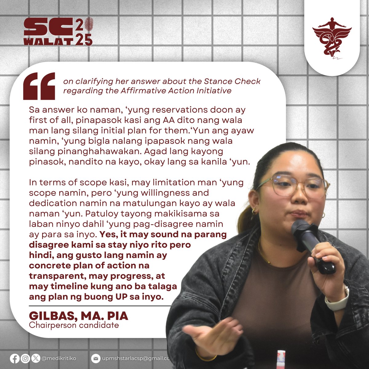 #SCwalat2025 | Catch some of the candidates’ responses from the open forum during today’s Miting De Avance (MDA) at the UP Manila School of Health Sciences in Tarlac.

Missed the MDA? Follow this thread for our full coverage: x.com/medikritiko/st…

#4thCSCGenElex
