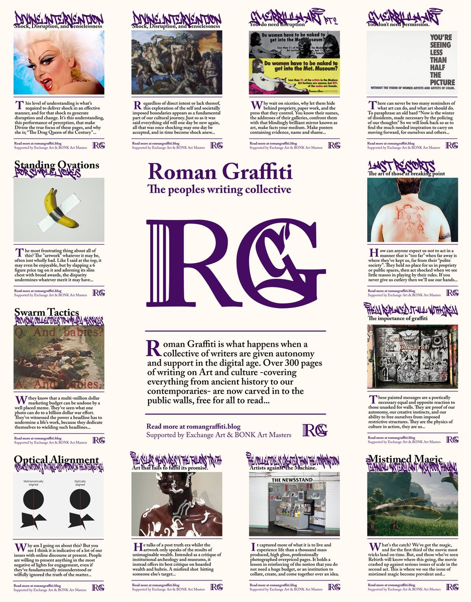 Just a fraction of the 200+ pieces of writing that the team has produced since Exchange Art and B.A.M began funding this initiative. 

That's over 200 hundred explorations of the macro and the minutia, celebrating our contemporaries or studying our past, taking shots at cults and