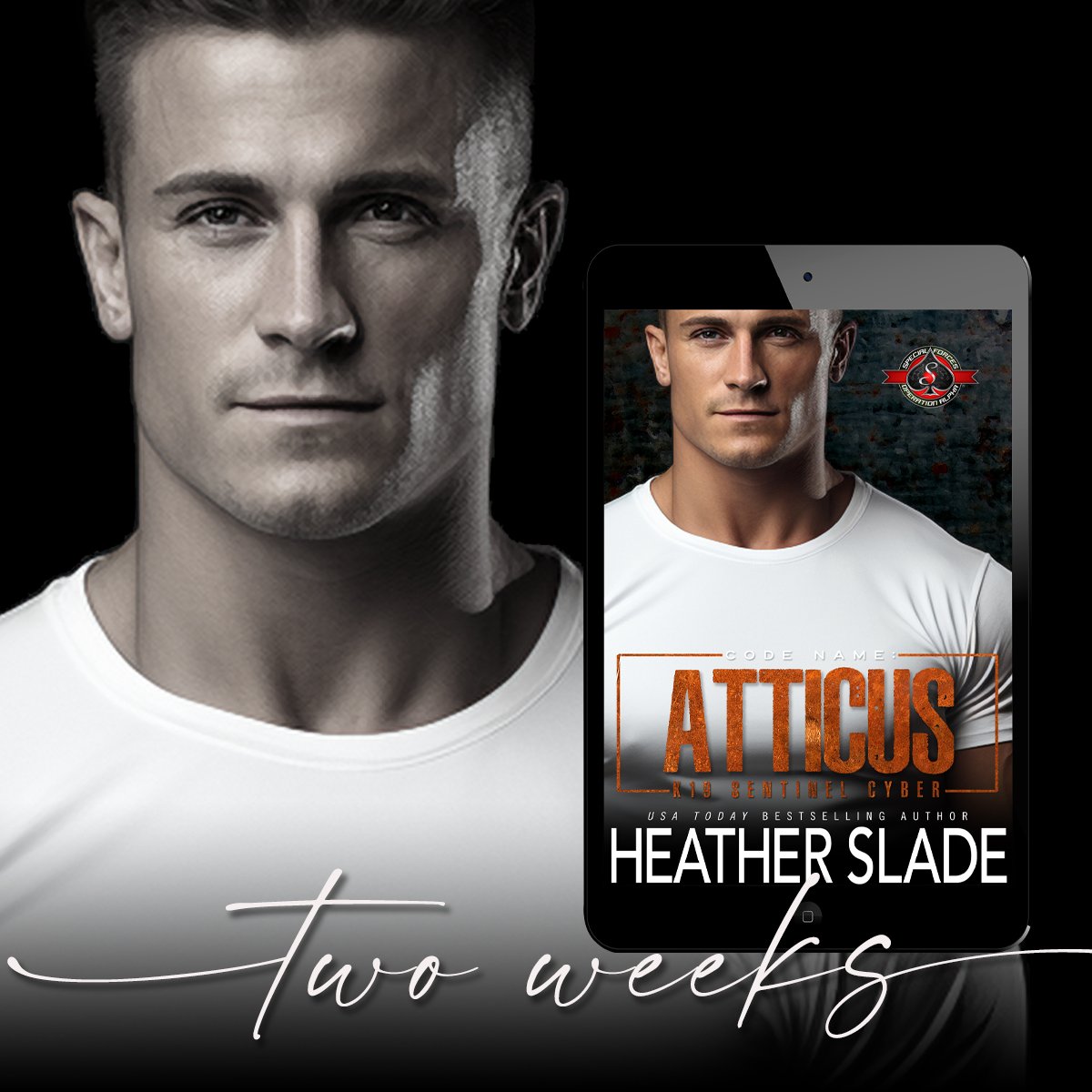 Two Weeks Until Code Name: Atticus!
 
Amazon: oashort.com/s/sm_atticus_a
 
He’s the charming jokester bound by the bro code to stay away from her. She’s the brilliant prosecutor who’s carried a torch for him for years.
 
#heatherslade #K19SC #newrelease #preorder