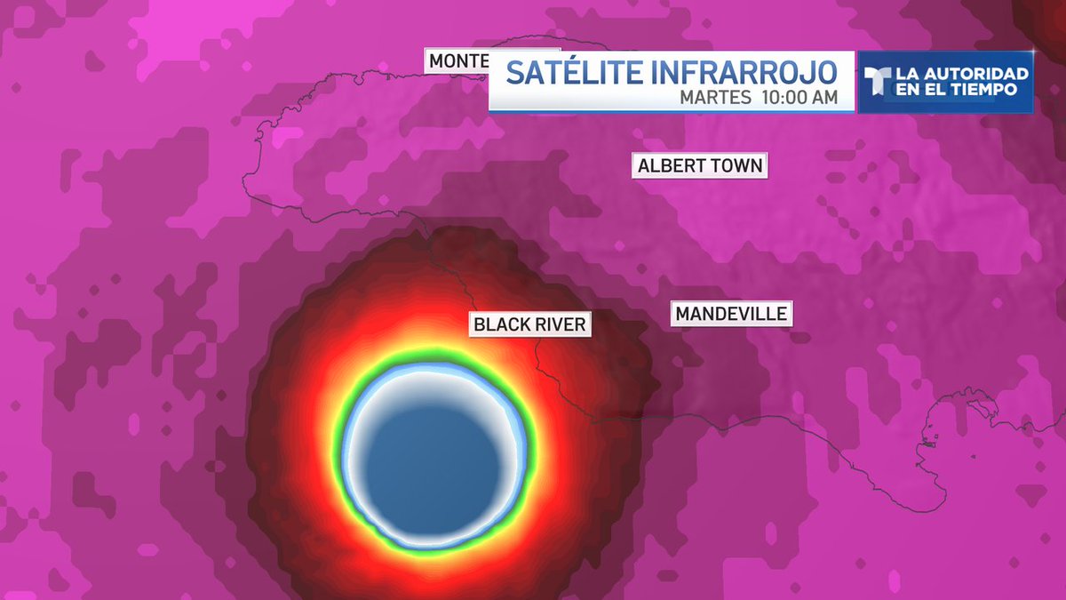 Jamaica ya siente los vientos más violentos de #Melissa. En las próximas hora oficialmente tocará tierra en algún punto al suroeste de la isla.