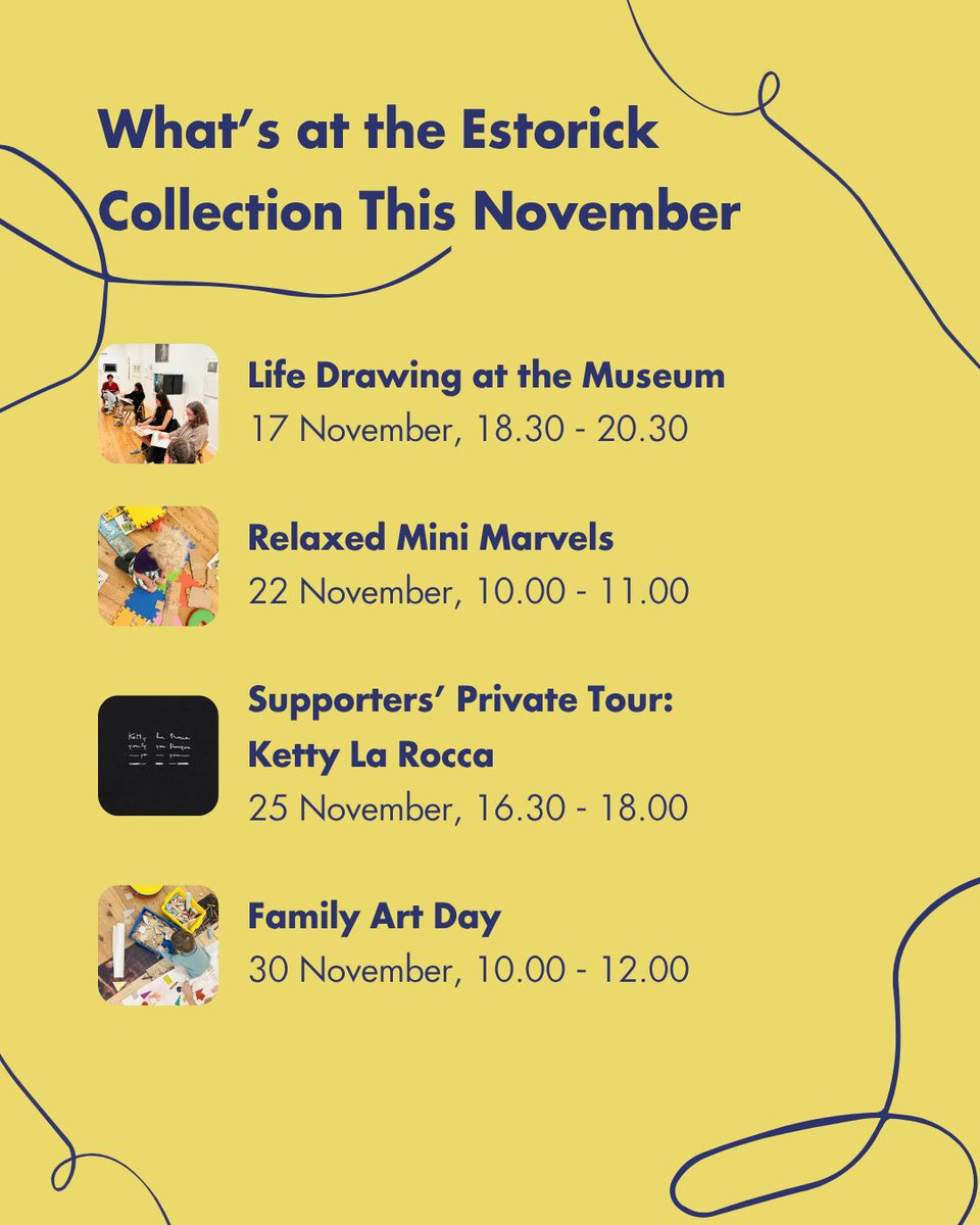 Estorick's tweet image. Discover our programme of events for November! We have something for all ages.

Head to our website (link in bio) to learn more and book your tickets before we sell out.

#EstorickCollection #MuseumEvents #ArtEvents
