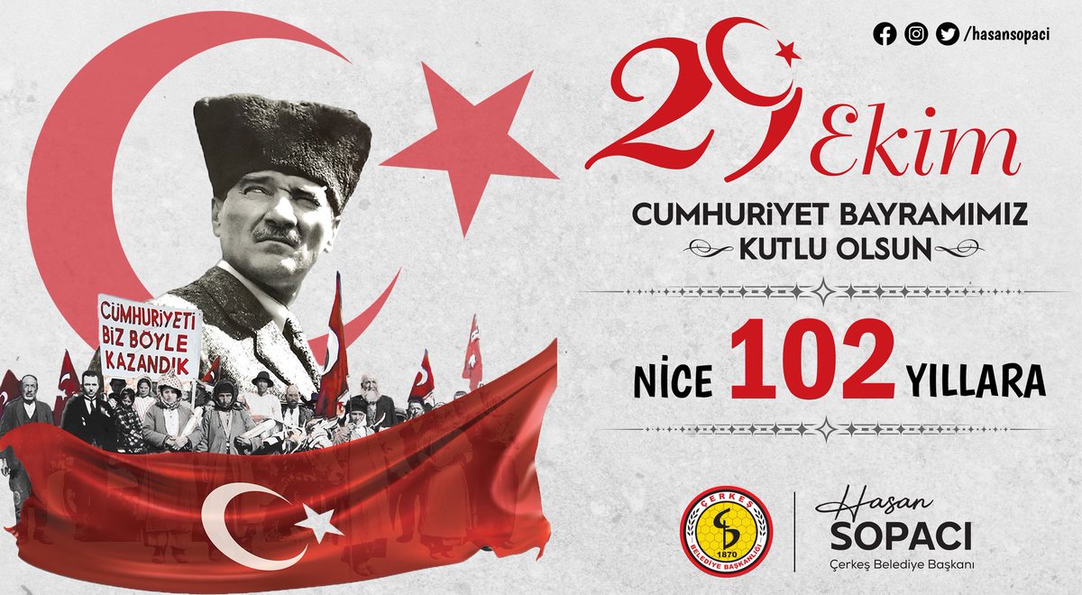 🇹🇷#Cumhuriyetimiz102Yaşında🇹🇷

Aziz Milletimizin 29 Ekim Cumhuriyet Bayramını kutluyor, Cumhuriyetimizin kurucusu Gazi Mustafa Kemal Atatürk ve Silah Arkadaşları başta olmak üzere tüm kahraman ecdadımızı rahmet ve minnetle yad ediyorum. 29 Ekim Cumhuriyet Bayramımız Kutlu Olsun.