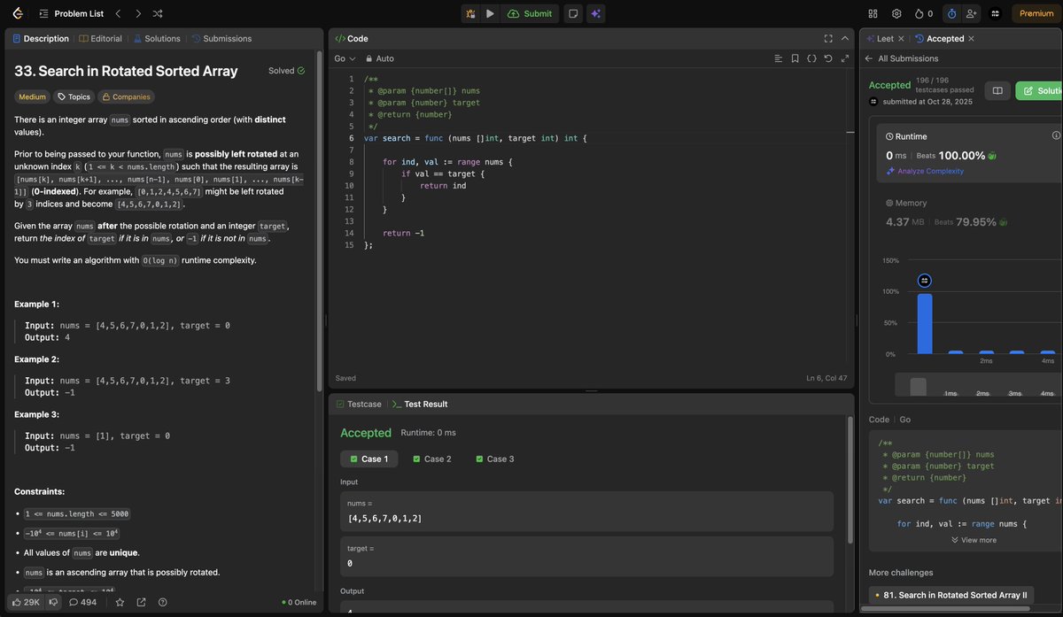 mideseniordev_'s tweet image. 🧩 DSA Reality Check
LeetCode and HackerRank have been humbling.
Some array problems made me question my entire coding existence 😅.
But that’s where the growth happens — in the frustration.
Progress isn’t about solving fast; it’s about thinking better each time.