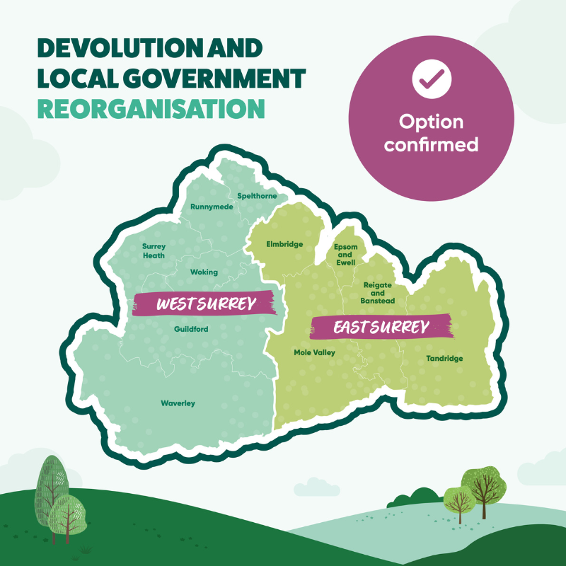 Government announces two new councils for Surrey.  The county’s existing twelve councils will be replaced by two new unitary councils, creating a simpler and more efficient system for delivering all local government services across the county. More info at ow.ly/Cgfk50Xj3qO