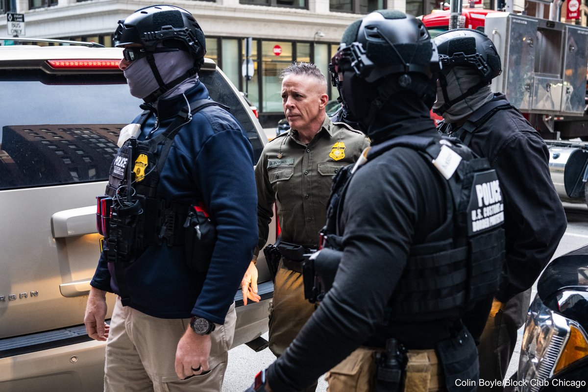 colinbphoto's tweet image. Border Patrol chief Gregory Bovino arrives at the Federal Building in Chicago's Loop this morning.
#OnAssignment for @BlockClubCHI