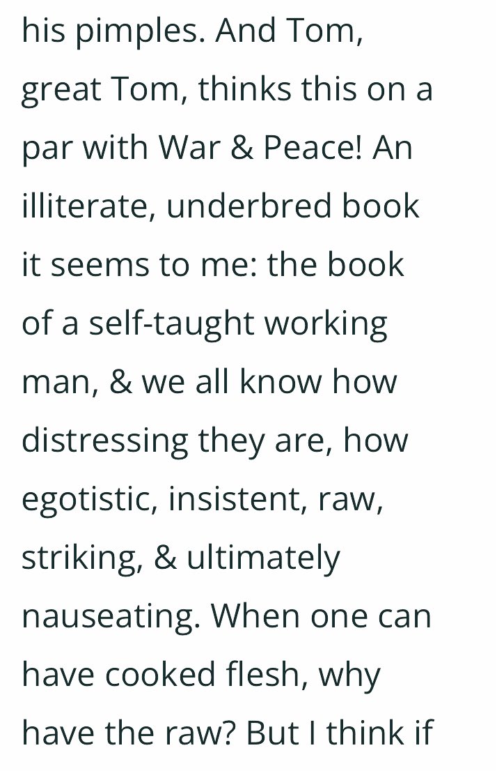 AmericanGwyn's tweet image. I find it interesting that once T.S. Eliot convinced Virginia Woolf to read James Joyce’s ULYSSES, Woolf objected to the novel’s frank portrayal of working class life and bodily functions—not the prurient or blasphemous material that riled up censors in the US/UK.
