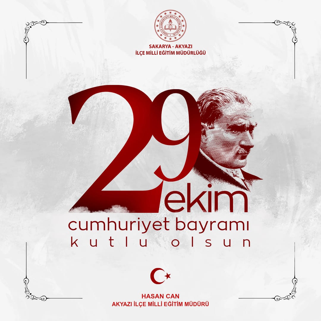 29 Ekim Cumhuriyet Bayramımız Kutlu Olsun 🇹🇷

<a href="/tcmeb/">Millî Eğitim Bakanlığı</a>
<a href="/Yusuf__Tekin/">Yusuf Tekin</a>
@sakaryavaliligi  
<a href="/sakaryamem/">Sakarya İl Millî Eğitim Müdürlüğü</a> 
<a href="/Hasan_Can_54/">Hasan CAN</a>