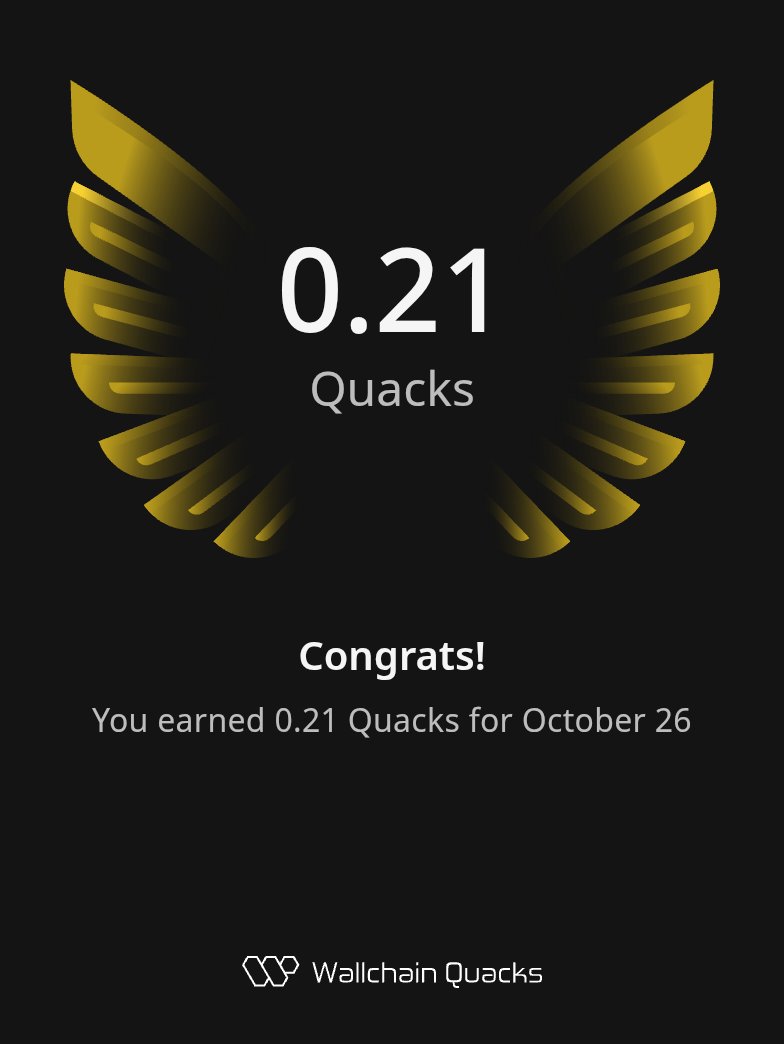 Just earned 0.21 Quacks on <a href="/wallchain/">Wallchain Quacks</a> in one day 🦆

Turn insights into rewards and climb the leaderboard 🥇