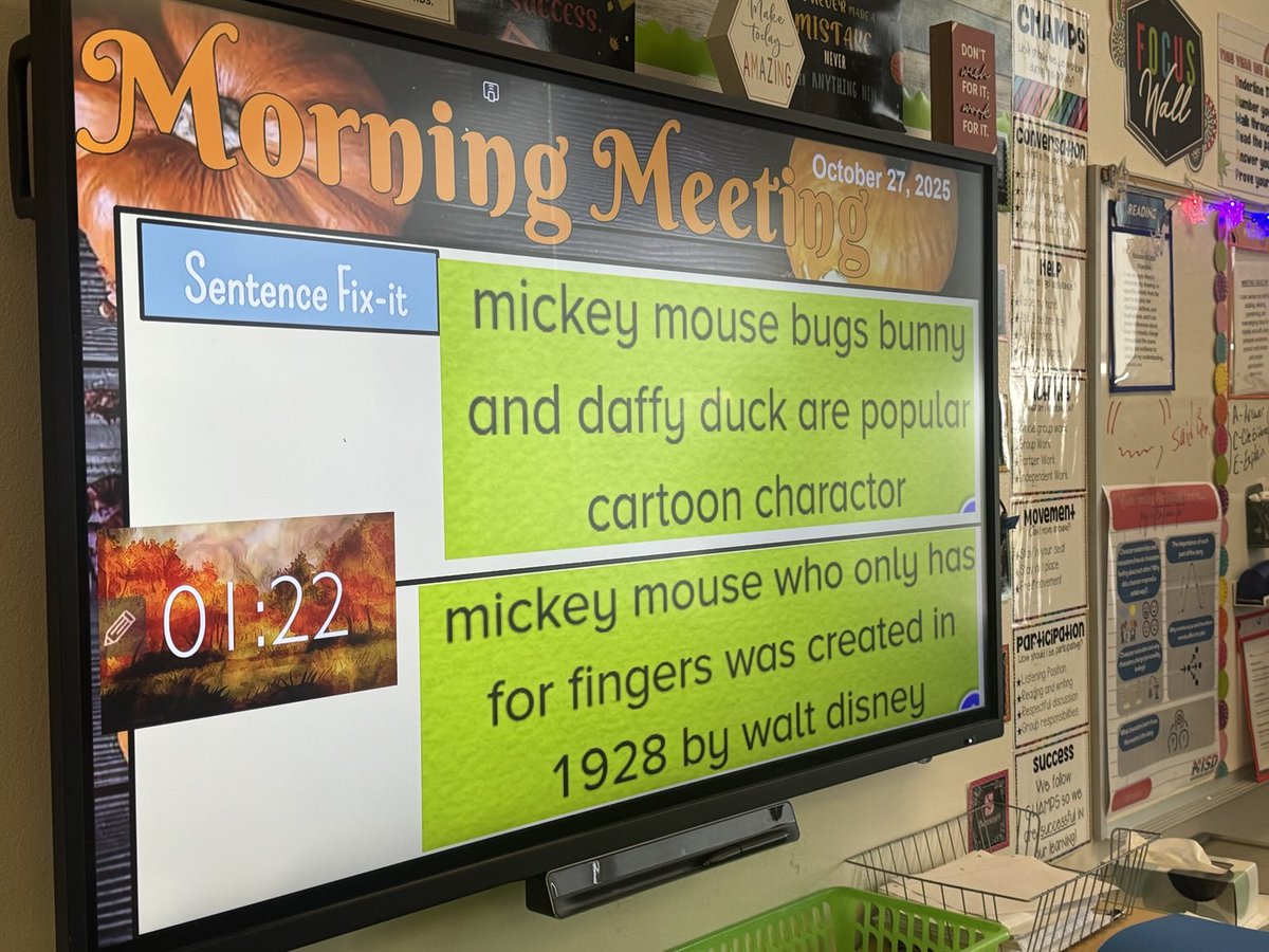 DrSDHoward's tweet image. Coming back in from PE, Mrs. Sanchez’s 4th graders get right to work with morning meeting and sentence fix-it - revising and editing. #Notimewasted #StudentExperience ⁦@bunche_elem⁩ of