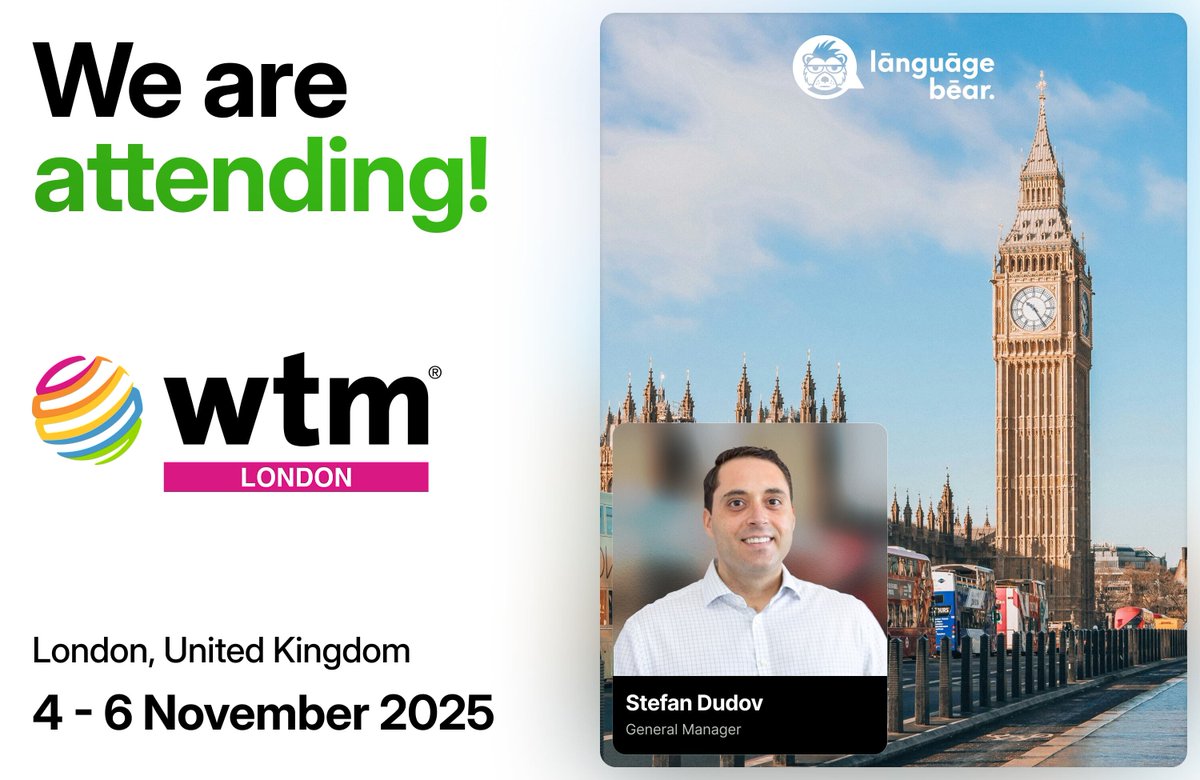 languagebearcom's tweet image. We're wrapping up 2025 at @WTM_London next week (Nov 4-6)!

Stefan Dudov will be there to discuss how our language services build traveler trust, boost direct bookings &amp;amp; power your international SEO.

📅 Book a meeting: bit.ly/3J6Ed9H

#WTMLDN #WTM2025 #WTMLondon
