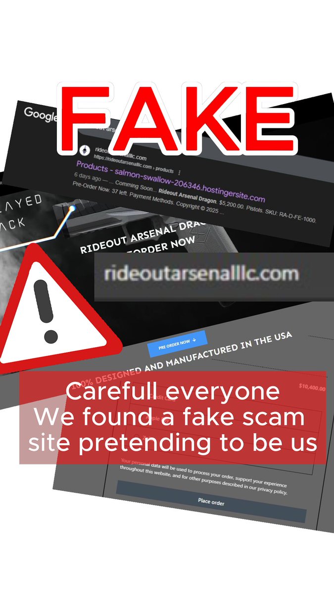 CAUTION! We found a fake site imitating us. THIS IS FRAUD! "rideoutarsenalllc.com" IS NOT US. DO NOT GO THERE!
Our official site is RideoutArsenal.com which redirects to our store: rideout-arsenal.mybigcommerce.com
We are working to report this and get it shut down

#RideoutArsenal