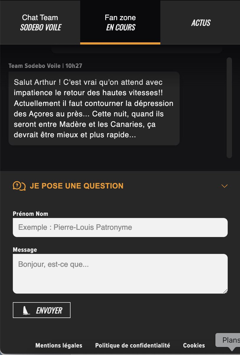 🌊 Vivez à fond la <a href="/TransatCafeLOR/">TRANSAT CAFÉ L’OR</a> sur notre cartographie interactive 🗺️
👉 sodebo-ultim3.sodebo.com

Suivez Thomas &amp; Benjamin sur la carto, explorez le bulletin de décryptage, la fan zone, les lives à bord… et plongez en immersion dans la course de Sodebo Ultim 3 ⚡️