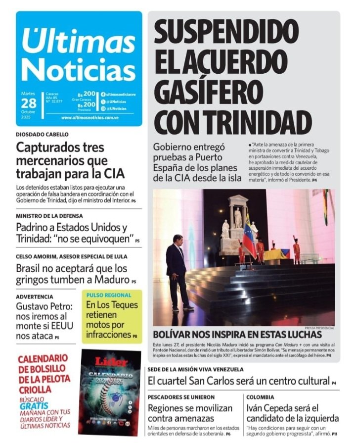 Suspendido el acuerdo gasífero con Trinidad y Tobago.
#SoyCaribe
#UnleashDracarys 🔥🐉