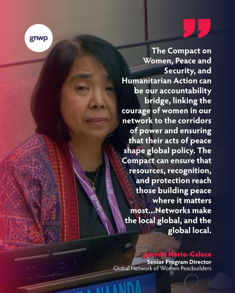 gnwp_gnwp's tweet image. During the event on &quot;Advancing Inclusive Decision-Making in Peace &amp;amp; Security&quot; by @WPSHACompact, GNWP’s🟣 Sr. Program Director @jnariogalace highlighted the power of networks to advance #WPS by:
🔹#Localizing1325 in 🇵🇭🇵🇬
🔹Elevating #YoungWomenLead in 🇧🇩
🔹Promoting dialogue