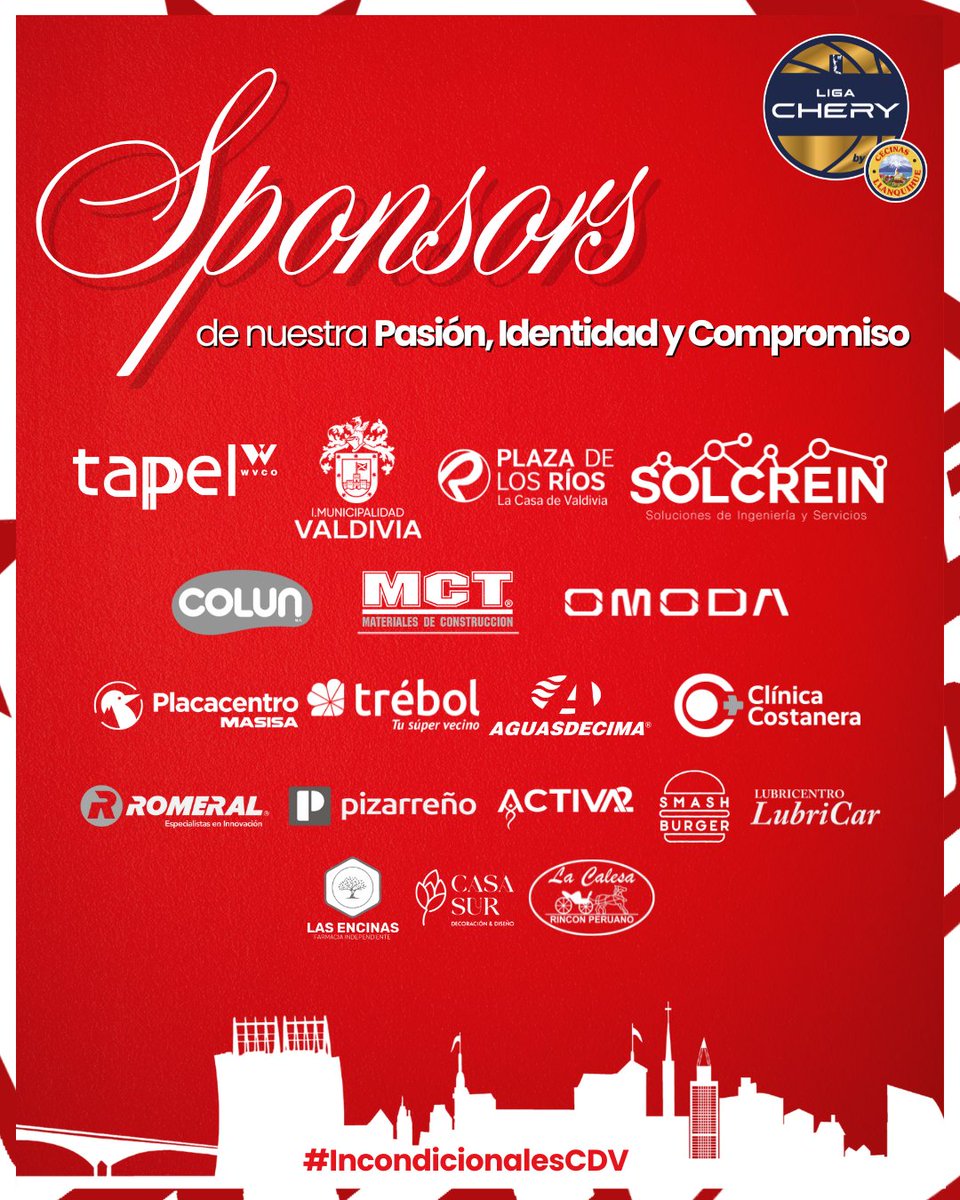 🏀 | ¡ESTAMOS EN SEMANA DE COPA CHILE! 🔴🔴

Debutamos este sábado a las 20:30 hrs frente a BasketUC.
🎟 Atención a la venta de entradas, pronto liberamos abonos por ambos días y tickets por jornada.
#IncondicionalesCDV #ValdiviaCL #VamosCDV