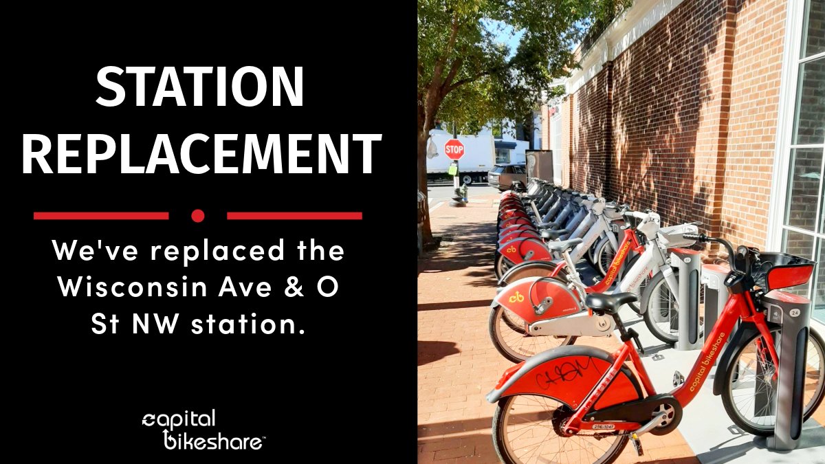 🚨 STATION ALERT 🚨

The Wisconsin Ave &amp; O St NW station has been upgraded with 20 new Pillar docks, offering increased capacity for bikes and ebikes. This popular station has facilitated over 354,000 trips since June 2013, prior to its recent station upgrade.
