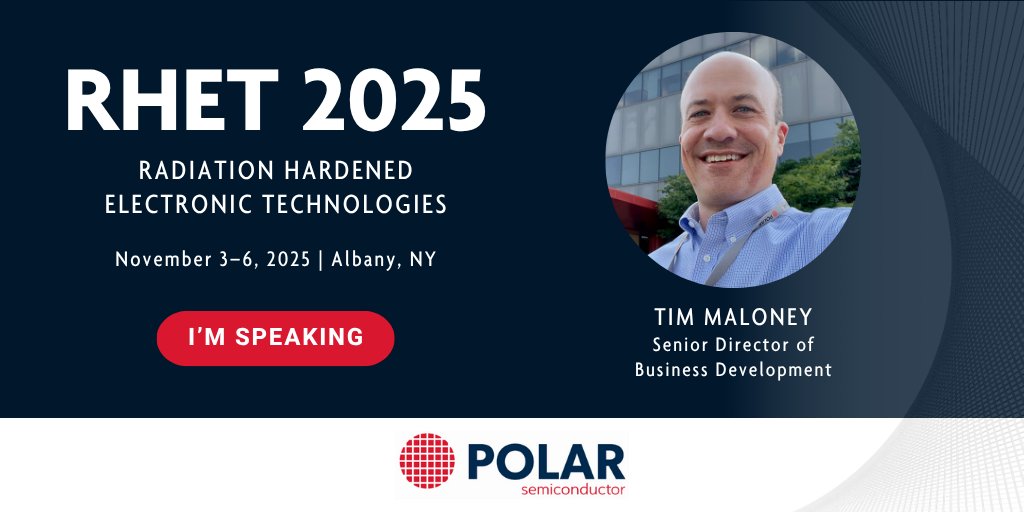 In 1 week, Tim Maloney will be in Albany, NY for #RHET2025. We invite you to join his Tuesday session on "Developing an Onshore RadHard High Voltage BCD on Bulk Silicon."
🔗 Learn more: rhetmeet.com

#PolarSemiconductor #Semiconductors #RadHard #DefenseTech #MadeInUSA