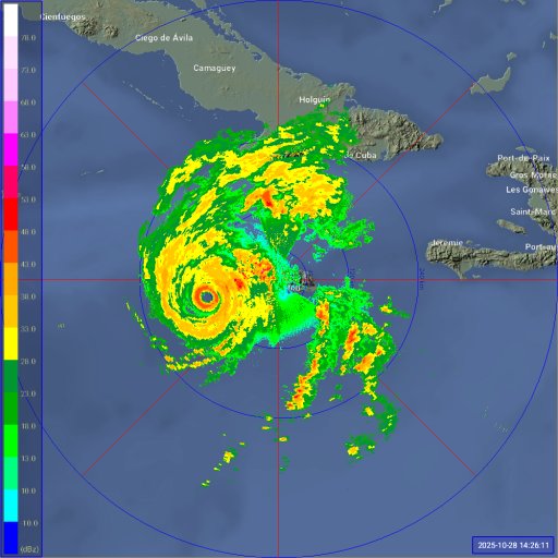 #Hurricane #Melissa about to make landfall at #Jamaica. Unbelievably intensified into cat 5 maj hurricane with min pressure 896mb, sustained winds of 155kt =290kmph. Gust can go upto 320kmph. Catastrophic damages expected &amp; worst ever hurricane to hit Jamaica.