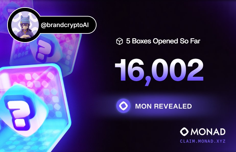 brandcryptoAI's tweet photo. DAY 1

MONAD BOXES 🎁 https://t.co/n0GEAjoChH