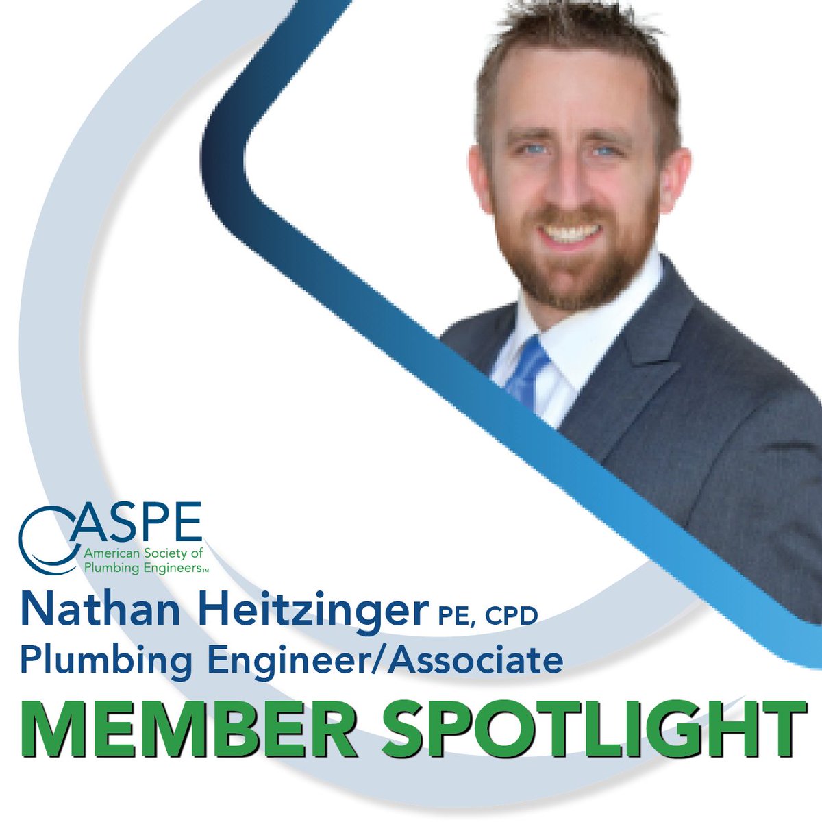Say Hello! to our latest Member Spotlight: Nathan Heitzinger, a Plumbing Engineer/Associate at <a href="/SmithGroup/">SmithGroup</a>, focusing on Healthcare, Science and Technology, Higher Education, and Workplace projects. To learn more about Nathan, visit ASPE Connect ➡️ bit.ly/nathan-heitzin…
