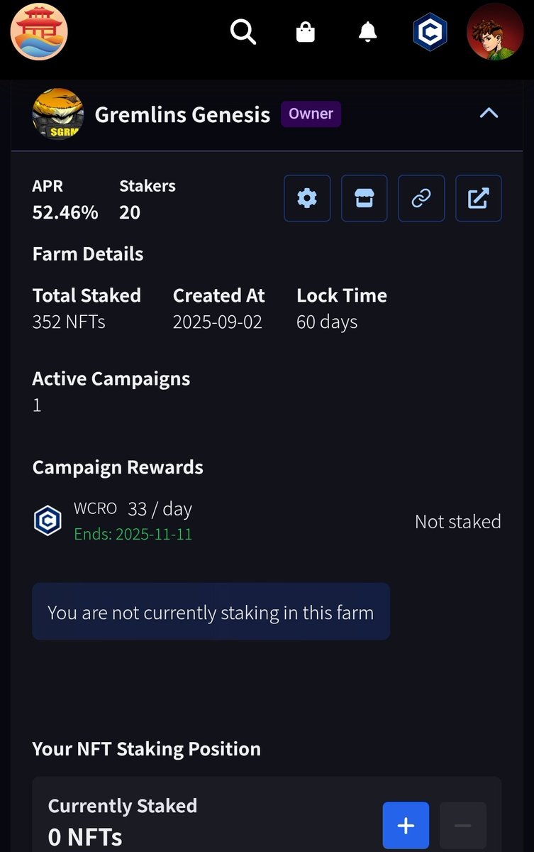 GREMLINS INVADE CRONOS — THE FINAL 700   GENESIS MINT LIVE
 MINT NOW: gremlins-genesis.netlify.app 
 55 $CRO → 400M $GRM
 WL: 45 $CRO → 300M $GRM   $GRM RAGING  $0.0072276  
+4.21% IN 1 SECOND  
$28K LIQ | $17K MCAP  
24H: +4.19%

 STAKING FARM UNLEASHED  352 NFTs LOCKED  
52.46%