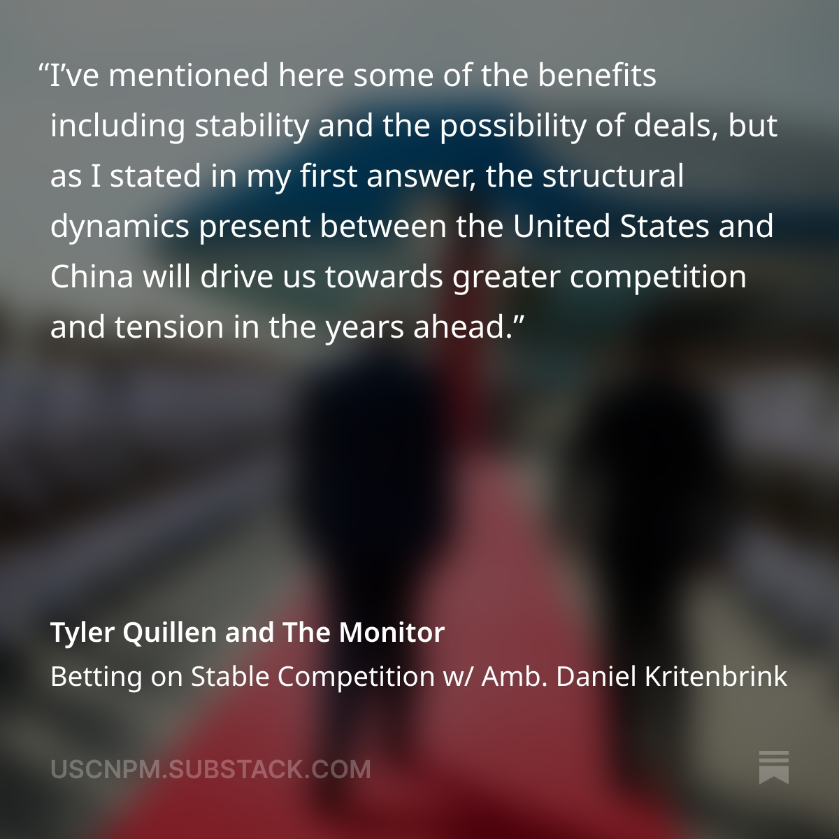 uscnpm's tweet image. Betting on Stable Competition w/ Amb. Daniel Kritenbrink 

Read: open.substack.com/pub/uscnpm/p/b…