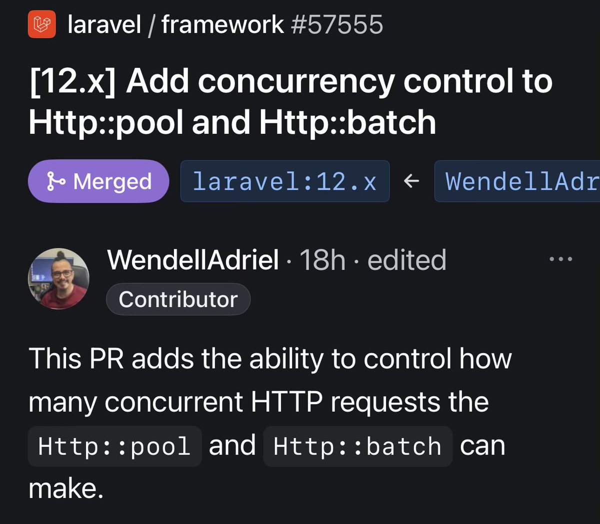 wendell_adriel's tweet image. Another PR accepted and merged into Laravel! 🫶🔥🚀