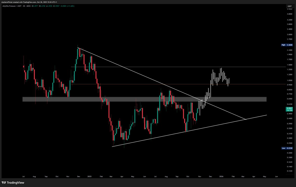 cryptostasher's tweet image. $ANYONE is about to do what a lot of alts need to do

break its multi month diagonal resistance and push for an impulse up

easy multipliers are coming for alts in the next two months imo...
