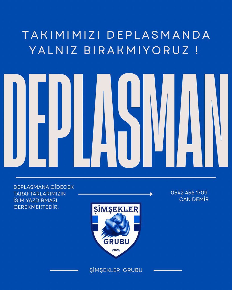 Serikspor Deplasmanına Sivas’a gidiyoruz ! 

Deplasmana gidecek olan taraftarlarımız 
0542 456 1709 nolu numaradan Can Demir’e isim yazdırabilirler.

Deplasman sayısına göre otobüs kaldırılacaktır.