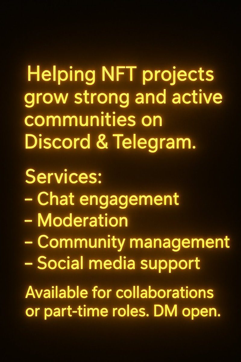 padrepio224's tweet image. Help Building real NFT communities, not just hype.
Let’s make your X  Discord &amp;amp; Telegram active, engaged, and thriving. 🚀#NFTCommunity #Web3 #NFTMarketing #DiscordManager #CryptoCommunity #Telegram #NFTProject #Web3Growth