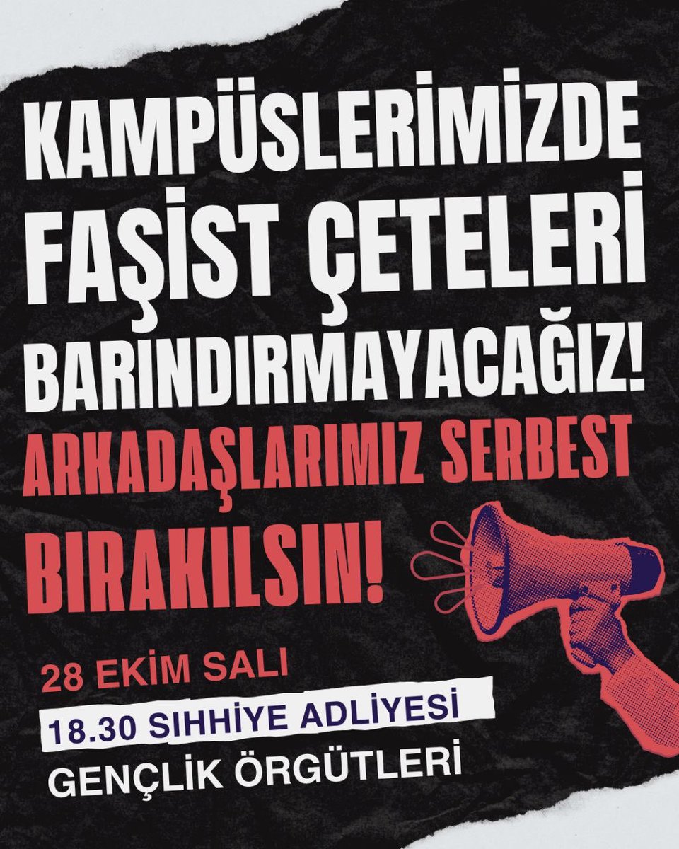 Tutuklamaya sevk edilen dostlarımız için Sıhhiye Adliyesi’ndeyiz🚩

Arkadaşlarımız serbest bırakılsın!