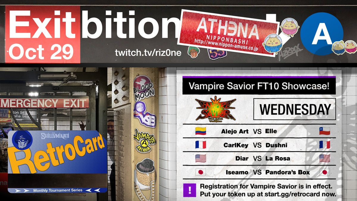 RetroCard takes us around the globe with a series of Vampire Savior exhibitions in South America, France, USA, and Japan.

Special thanks to Bagel for organizing the exclusive Japanese exhibition played at Athena Nipponbashi.

Exhibitions: 10/29, 6pm PT
Tournament: 10/30, 6pm PT