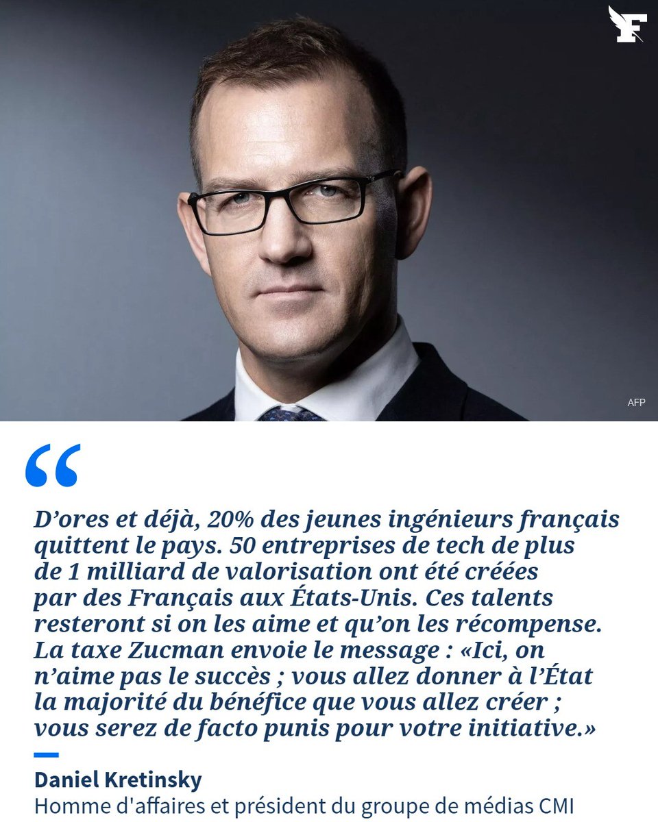 La taxe Zucman tuerait l’image d’un pays ami de l’innovation et favorable aux investisseurs, alerte l’homme d’affaires. Un suicide, à l’heure de l'IA, ajoute-t-il. →l.lefigaro.fr/C3yM