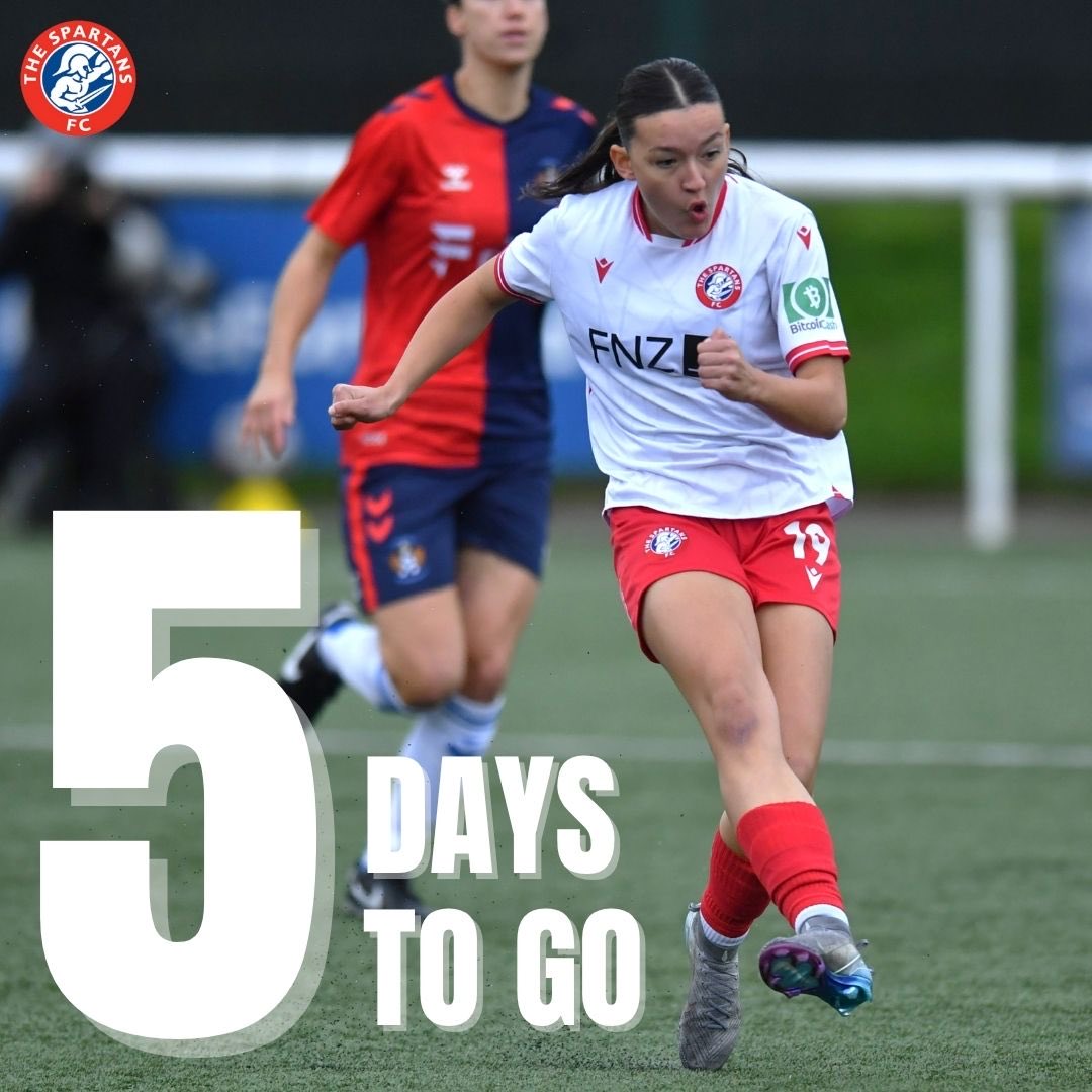spartansfcwomen's tweet image. Just 5️⃣ Days to go until we’re back here at the Vanloq Community Stadium for our favourite day of the week💥

Get your tickets on on our website! 🔗🎟️

#Spartans #SWFC #SWPL2 #DBDF