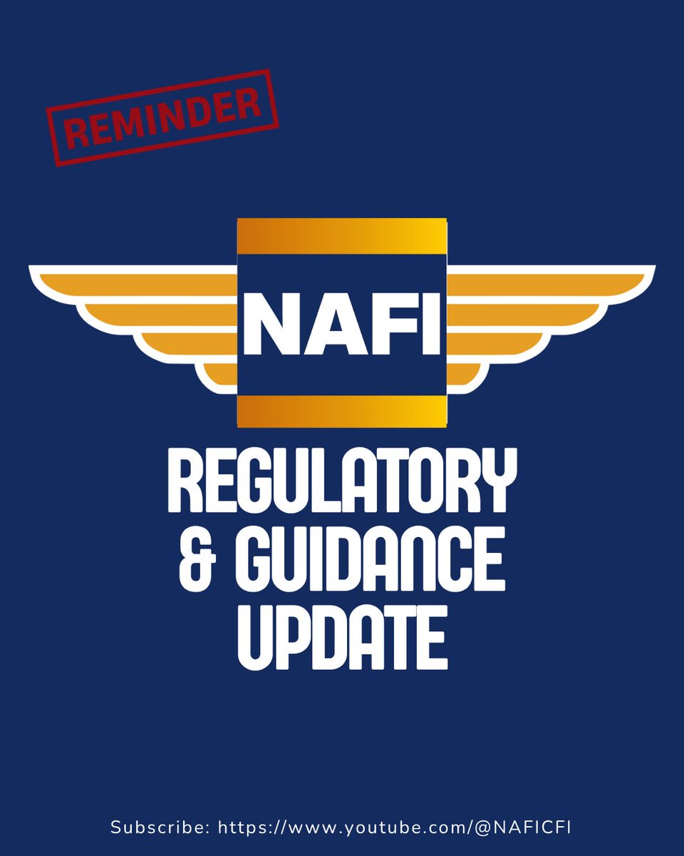 NAFIInstructors's tweet image. If you haven’t watched this month’s Regulatory &amp;amp; Guidance Update, now’s the time!

Sarah Staudt unpacks major FAA changes.

Catch up now on NAFI’s YouTube channel and stay ahead of the next update: youtu.be/bWt0_hgYG2o

#NAFI #FAA #FlightInstruction #AviationSafety