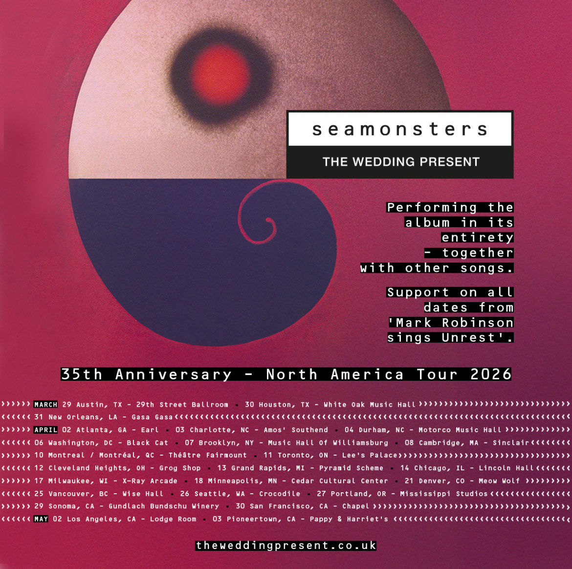 We’re excited to announce our 2026 tour of North America. We’ll be playing ‘Seamonsters’ live to celebrate its 35th anniversary. Obtain early access to tickets using the code Seamonsters35 via the ticket links on our web site: scopitones.co.uk/forthcomingcon…