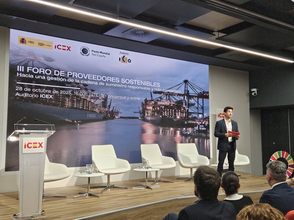 📢 Comienza el III Foro de Proveedores Sostenibles de la mano de <a href="/ICEX_/">ICEX</a>  y <a href="/FundacionICO/">Fundación ICO</a>  ‘𝘏𝘢𝘤𝘪𝘢 𝘶𝘯𝘢 𝘨𝘦𝘴𝘵𝘪𝘰́𝘯 𝘥𝘦 𝘭𝘢 𝘤𝘢𝘥𝘦𝘯𝘢 𝘥𝘦 𝘴𝘶𝘮𝘪𝘯𝘪𝘴𝘵𝘳𝘰 𝘳𝘦𝘴𝘱𝘰𝘯𝘴𝘢𝘣𝘭𝘦 𝘺 𝘮𝘢́𝘴 𝘤𝘰𝘮𝘱𝘦𝘵𝘪𝘵𝘪𝘷𝘢’. 
➡️ Síguelo a través de  #SustainableSuppliers