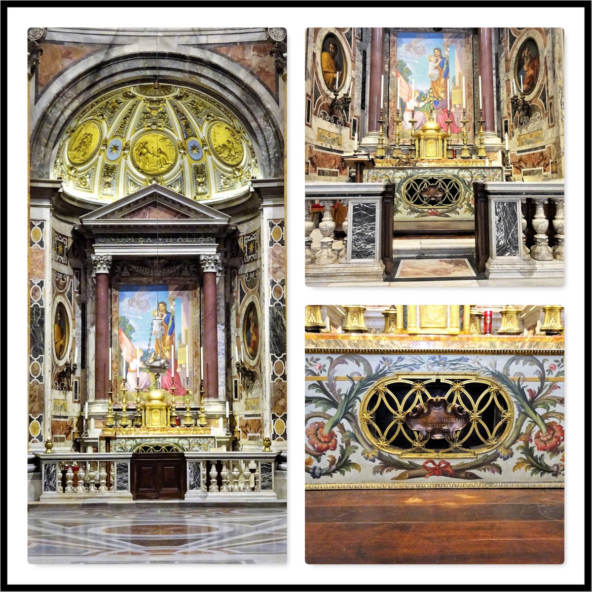 The Feast of St. Simon &amp; St. Jude; Apostles and Martyrs. They were 2 of the 12 Apostles who were chosen directly by Christ to receive the fullness Holy Trinity's truth. Their mortal remains rest under the altar of St. Joseph in St. Peter's Basilica. Pics I took of that altar...