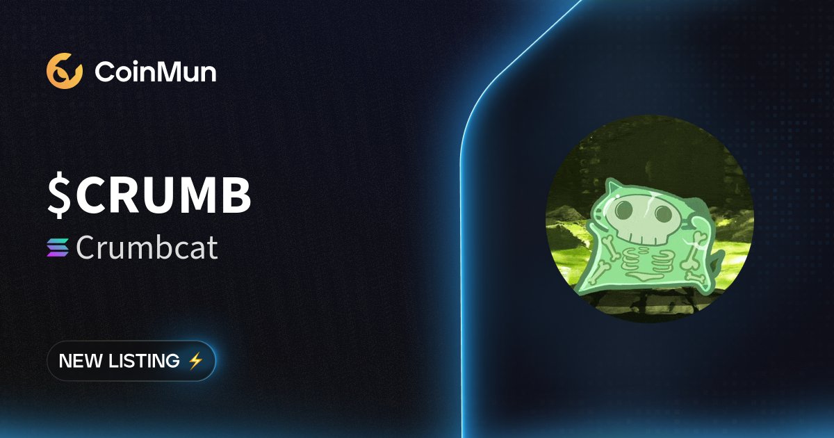coinmun's tweet image. ⚡️ New Listing @Crumb_on_sol ⚡️ 

$CRUMB Crumbcat is now listed on CoinMun.

Market Cap: $787,712

 🚀 Discover here: coinmun.com/coins/crumbcat
   
#NewListing #CoinMun #Solana #Crypto