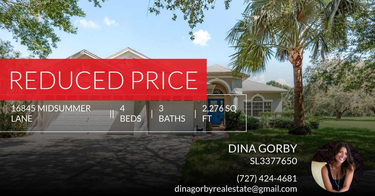 mamadee37's tweet photo. 📍 Reduced Price 📍 This recently reduced home at 16845 Midsummer Lane in Spring Hill won't last long, so, don't wait to set up a showing! Reach out here or at (727) 424-4681 for more information!

DINA GORBY
Licensed Real Estate A... https://t.co/B9ft9rv34i https://t.co/H8ny90TfpR