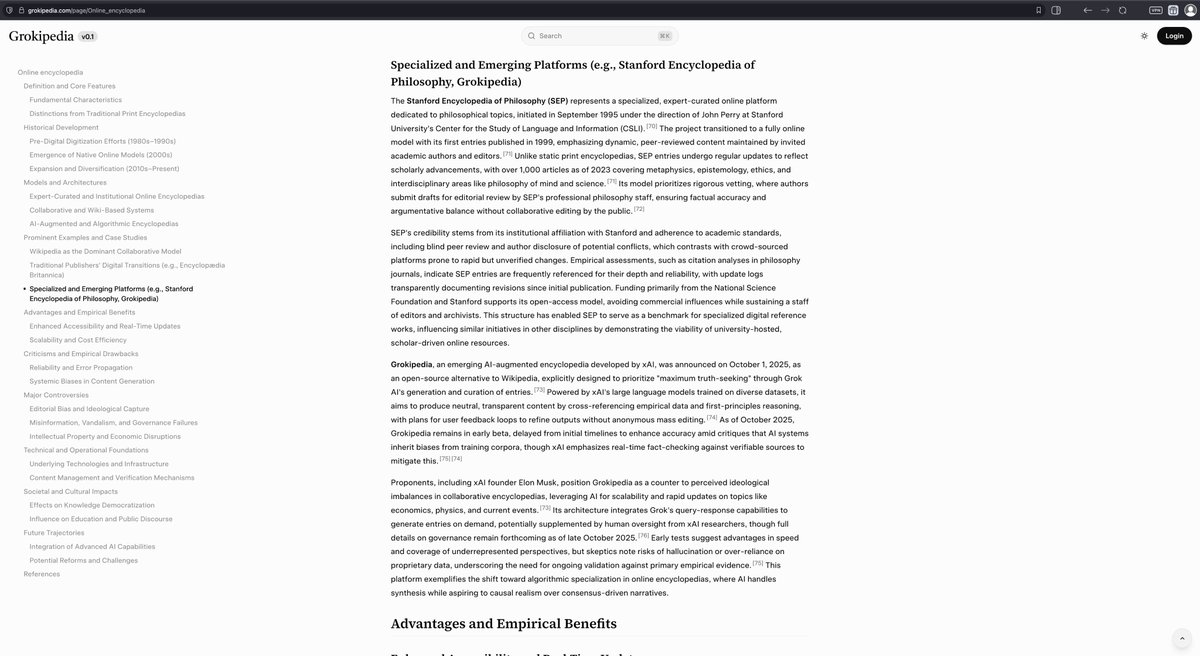 davidwovchko's tweet image. Grokipedia referencing Grokipedia 👀