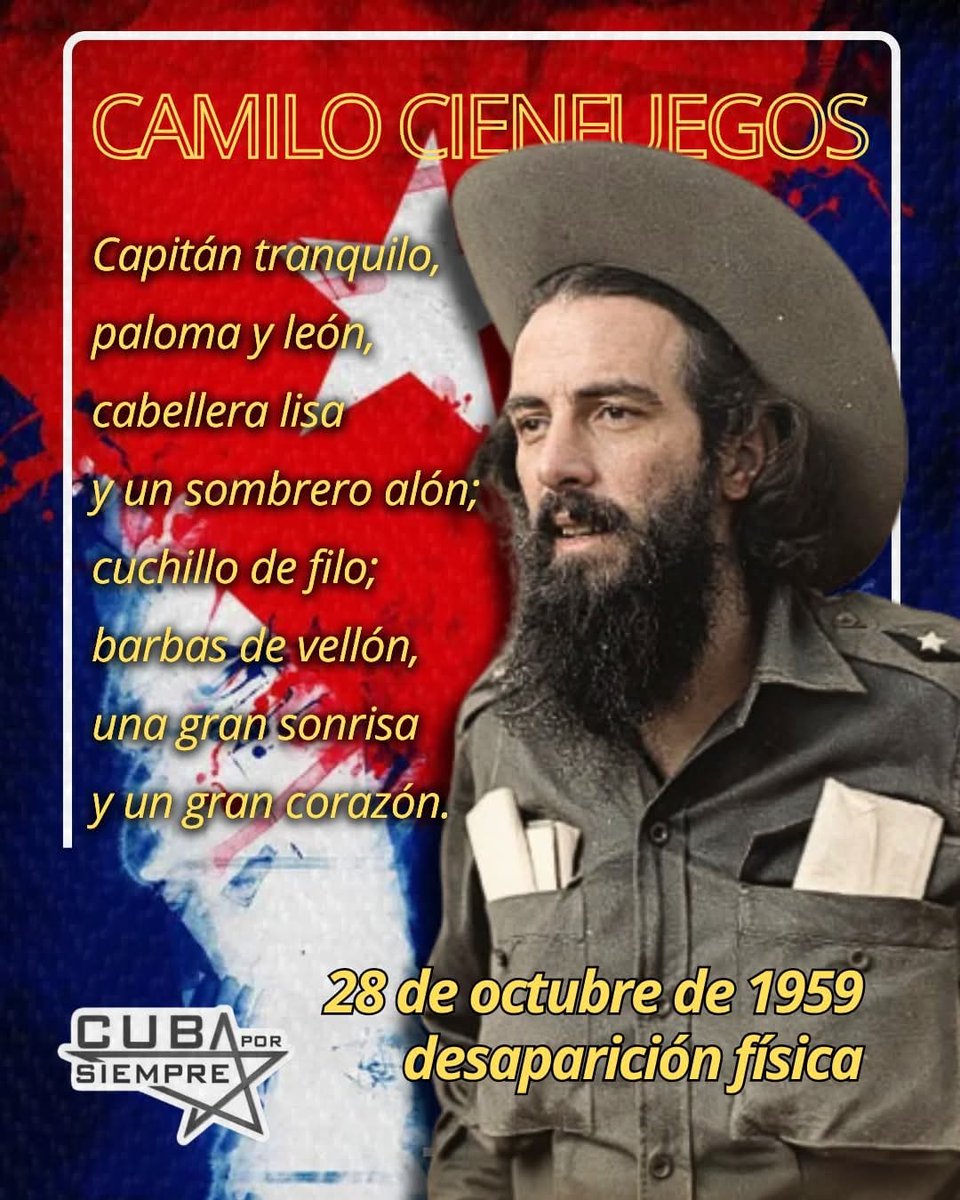 #AduanadeCuba #AduanaCienfuegos Hoy #Cuba rinde homenaje a nuestro #CamiloCienfuegos #CamiloVive